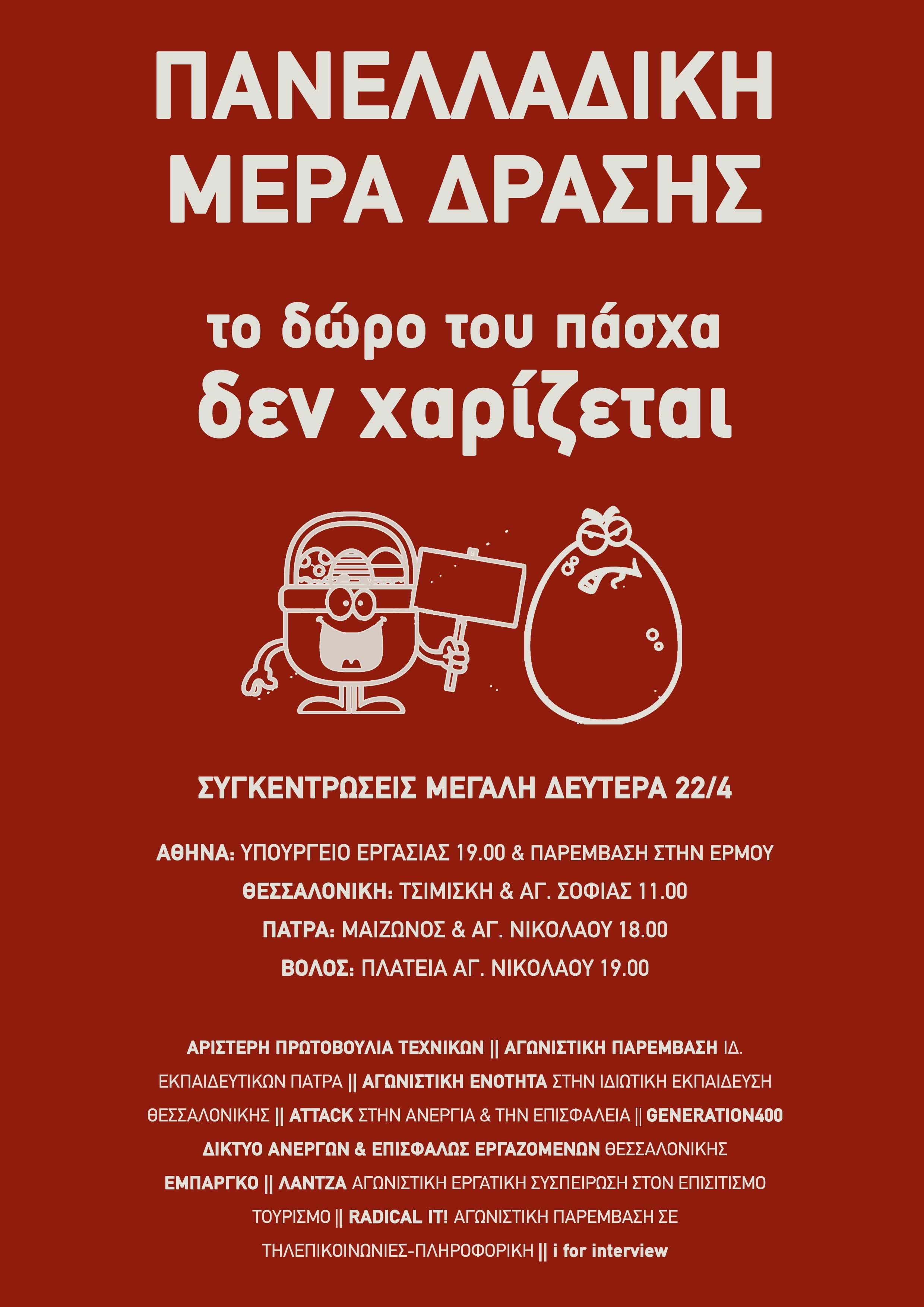 Το Δώρο δε δωρίζεται-Κινητοποίηση στη Θεσσαλονίκη τη Δευτέρα για το δώρο του Πάσχα